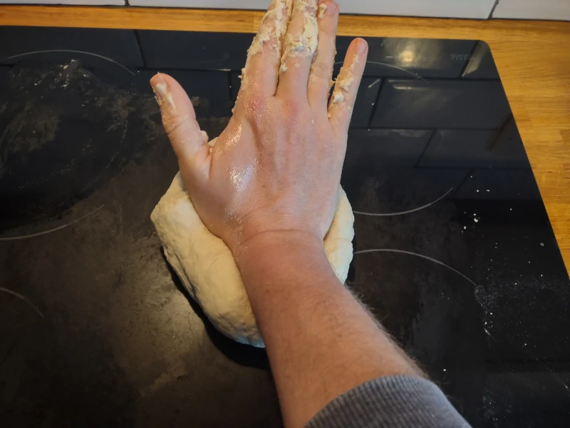 Kneading with heel of hand