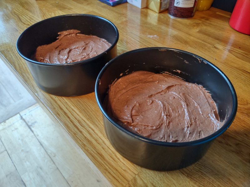 Spoon into cake tins