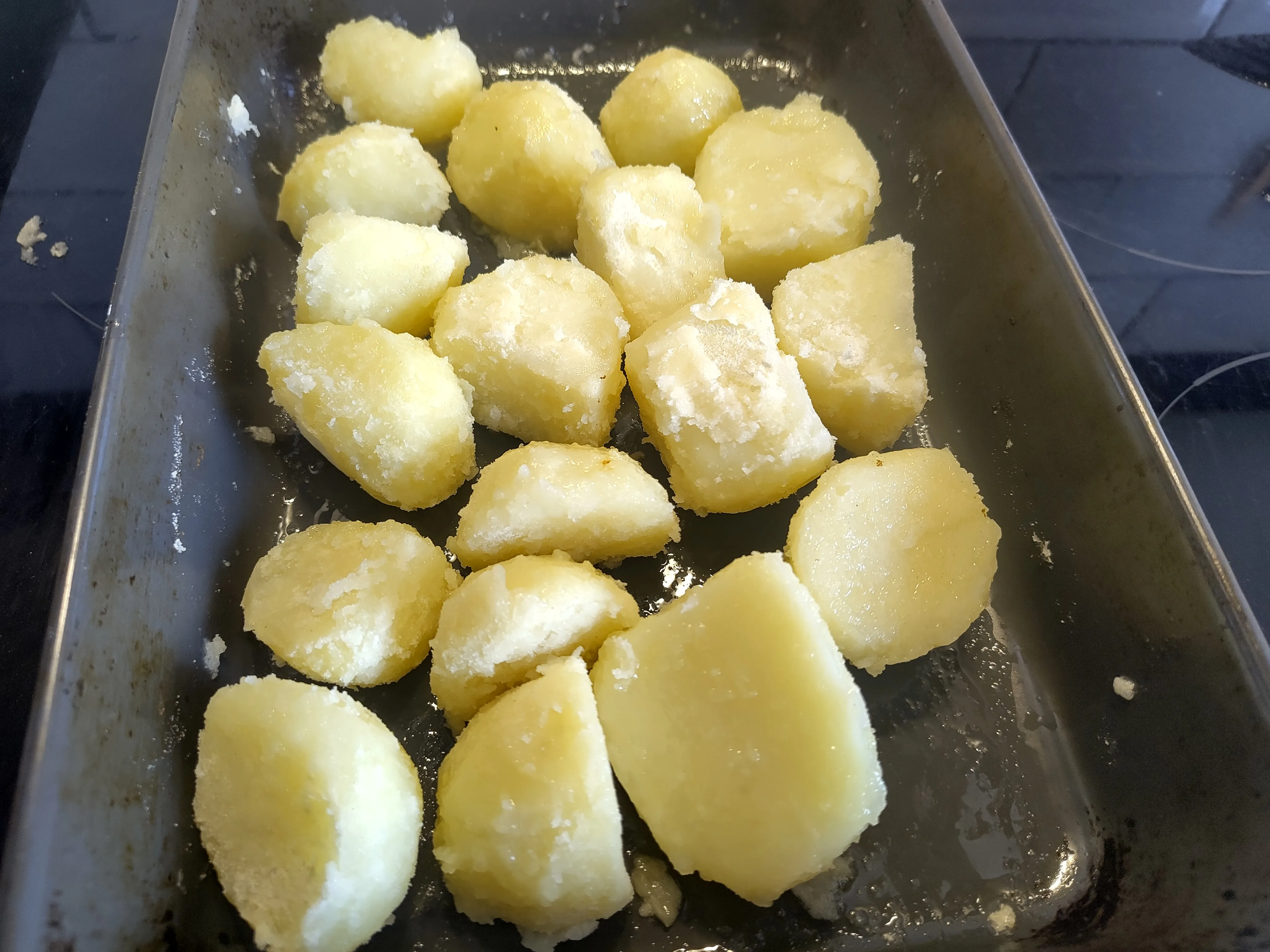Potatoes in hot oil