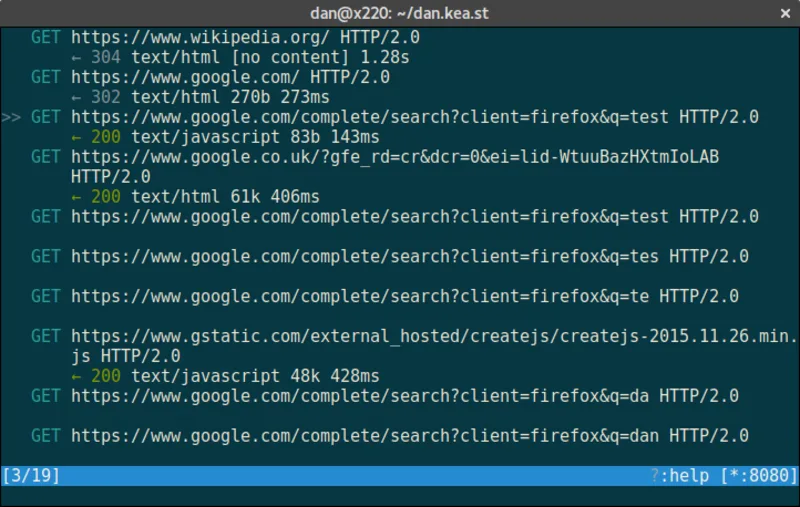 mitmproxy traffic